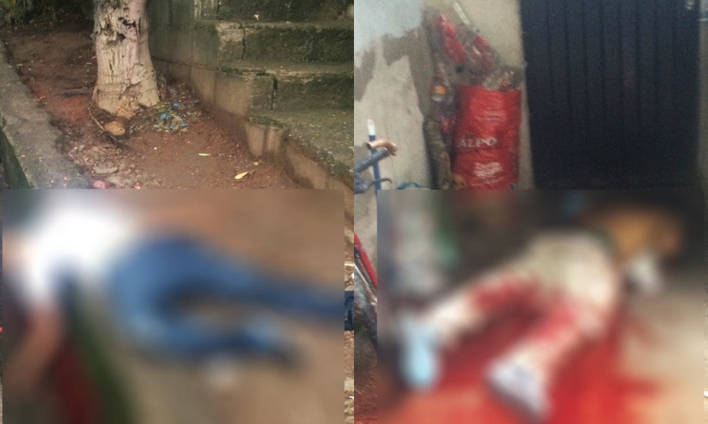 Los cadáveres de los presuntos pandilleros quedaron tendidos en plena calle.
